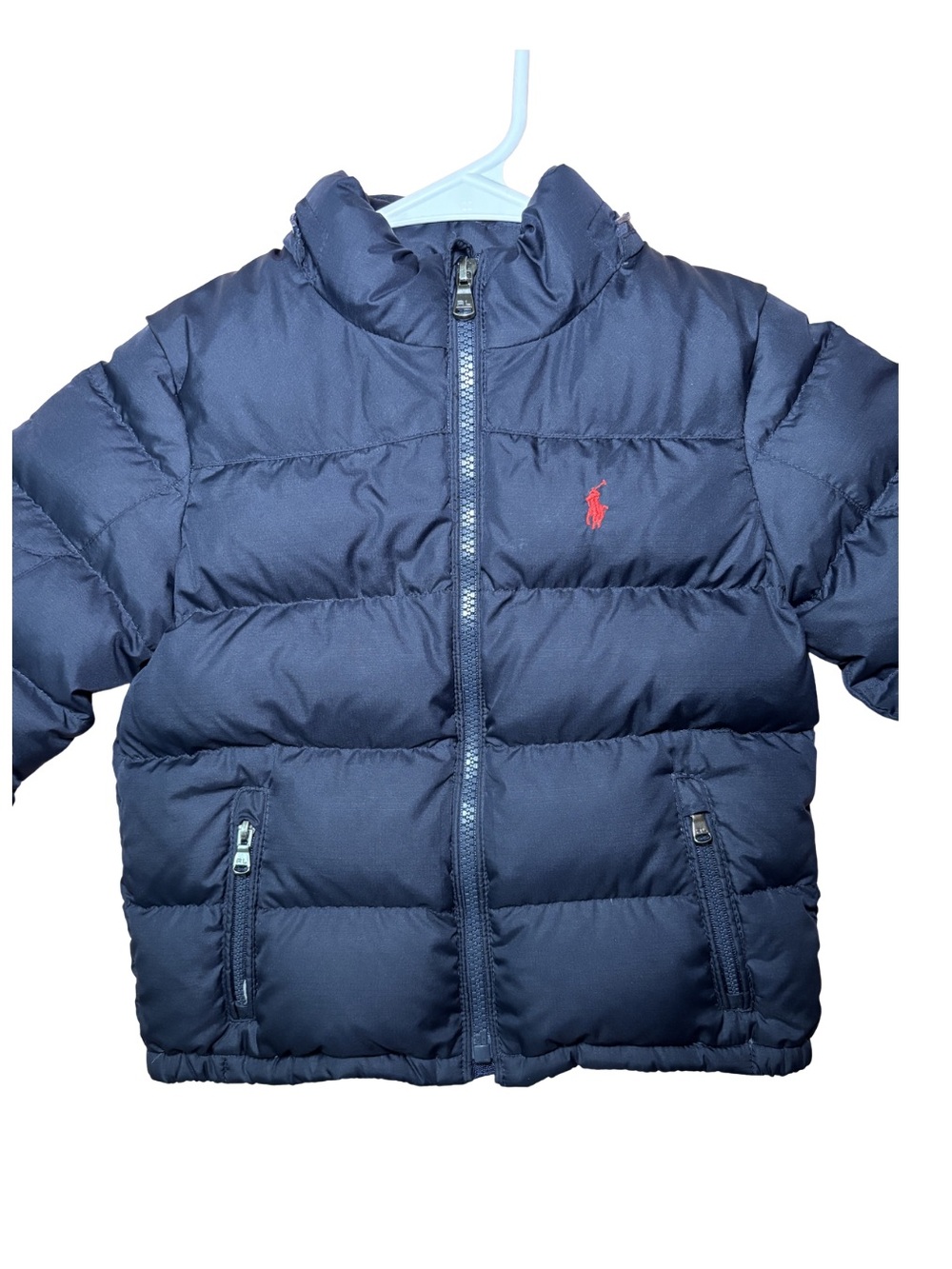 Ralph Lauren Navy Puffer Jacket with Yellow Accent - Picture 2 of 5